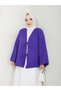 Women's Hijab Linen Tie Front 2 Lace Modern Stylish Skirt Top Lilac Purple Kimono Shirt - 5