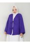 Women's Hijab Linen Tie Front 2 Lace Modern Stylish Skirt Top Lilac Purple Kimono Shirt - 6