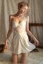 Women's Silk Satin Nightgown Set - Elegant V-Neck, Lace Stripe Lingerie Sleepwear without Robe - 6