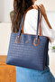 Women's Navy Blue Tan Oversized Handbag Suitable for Daily Combinations 344028Mh - 2