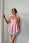 Striped Seersucker Suspender Bluz with Pins Detail - Pink - 2