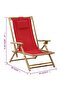 Reclining Relaxing Chair Red Bamboo and Fabric - 3