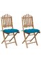 Folding Garden Chairs 2 pcs with Cushions Bamboo