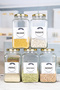 5-Piece Food Storage Organizer Set Chickpeas, Lentils, Rice, Bulgur, Beans 3 Lt Gold Metal Lid