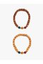 Set of 2 Multicolored Wooden Beaded Bracelets - 2