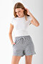 Women's Adjustable Waist Double Pocket Basic Shorts Gray - 10038 - 5