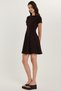 Women's Regular Fit Classic Cut Crew Neck Pleated Mini Brown Dress - 4