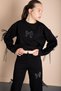 Black Wide Leg Girls Tracksuit Set with Bow Detail on the Sides 21196 - 4
