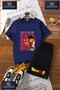 Children's Unisex “Goku Back Written Fist“ Custom Printed Crew Neck T-Shirt - Shorts Set