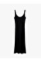 Slim Fit Sleeveless U Neckline Long Satin Dress with Thick Straps - 4