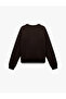 Raised Long Sleeve Crew Neck Basic Oversize Sweatshirt - 4