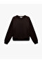 Raised Long Sleeve Crew Neck Basic Oversize Sweatshirt - 3
