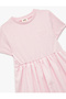 Cotton Short Sleeve Crew Neck Balloon Skirt Dress - 3