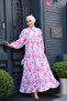 Women's Leafy Abstract Pattern Dress Pink - 2