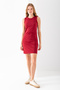 Women's Crew Neck Bodycon Sleeveless Dress Burgundy - 925075 - 3