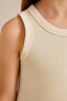 Pure Dots Girl's Ribbed Summer Beige Body Blouse - 3