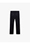 Button Detailed Straight Leg Cotton Trousers with Pockets - 2