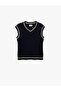 Cotton V-Neck Striped Sleeveless Knitwear Sweater