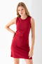 Women's Crew Neck Bodycon Sleeveless Dress Burgundy - 925075 - 6