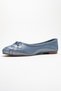 03 Blue Glitter Genuine Leather Women's Ballerina Shoes - 4