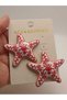 Black-White Minelli Motif Star Earrings - 2