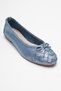 03 Blue Glitter Genuine Leather Women's Ballerina Shoes - 3