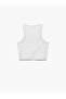 Slim Fit Embroidery Detailed Crop Halter Neck Tank Pajama Top - 4