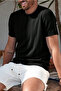 Men's Black Fit Textured Short Sleeve Crew Neck Knitwear T-Shirt - 2