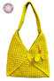 - Emine 9106 8528 Hand Knitted Wooden Bead Detailed Shoulder Bag - Lemon Yellow