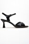 Melin Black Patterned Cross Strap Women's Heeled Shoes - 6