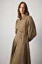 Pleated Shirt Collar Dress - 4