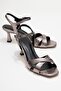 Melin Platinum Patterned Cross Strap Women's Heeled Shoes