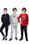 3-Piece Boy's Printed Kangaroo Pocket Hooded/O-Collar Track Suit Set