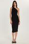 Women's Slim Fit Slim Fit One Shoulder Strap Black Dress - 4
