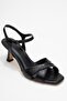 Melin Black Patterned Cross Strap Women's Heeled Shoes - 3