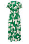 Plus Size V-Neck Floral Patterned Wrinkled Fabric Dress 304074 - 7