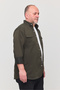 Slim Fit Men's Denim Shirt Khaki (Suitable for 110-115 Kg, 5XL) - 3