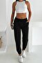 Women's Black Sweatpants with Elastic Legs and Waist