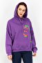 Women Hood with Drawstring Graphic Print Sweatshirts, Purple