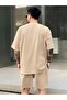 Men's Plain Beige Top and Bottom Set - 2