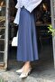 Belt Detailed Flared Skirt Light Blue - 2
