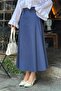 Belt Detailed Flared Skirt Light Blue - 4