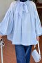 Collar Scarf Detailed Shirt Baby Blue - 3