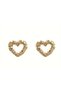 Gold Color Textured Heart Earrings - 3