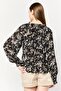 Women Ruffle Neck Long Sleeves Floral Print Blouse, Multicolor - 4