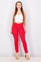 بنطلون نسائي كاجوال سادة بقصّة عادية، أحمر - 3