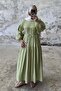 Layered Long Dress with Tie Waist 8850 - Green