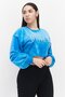 Women Round Neck Embellish Sweatshirt, Turquoise Flash