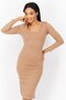 Women Textured Midi Dress, Camel - 4
