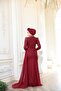 Beaded Burgundy Hijab Evening Dress 5295Br - 4